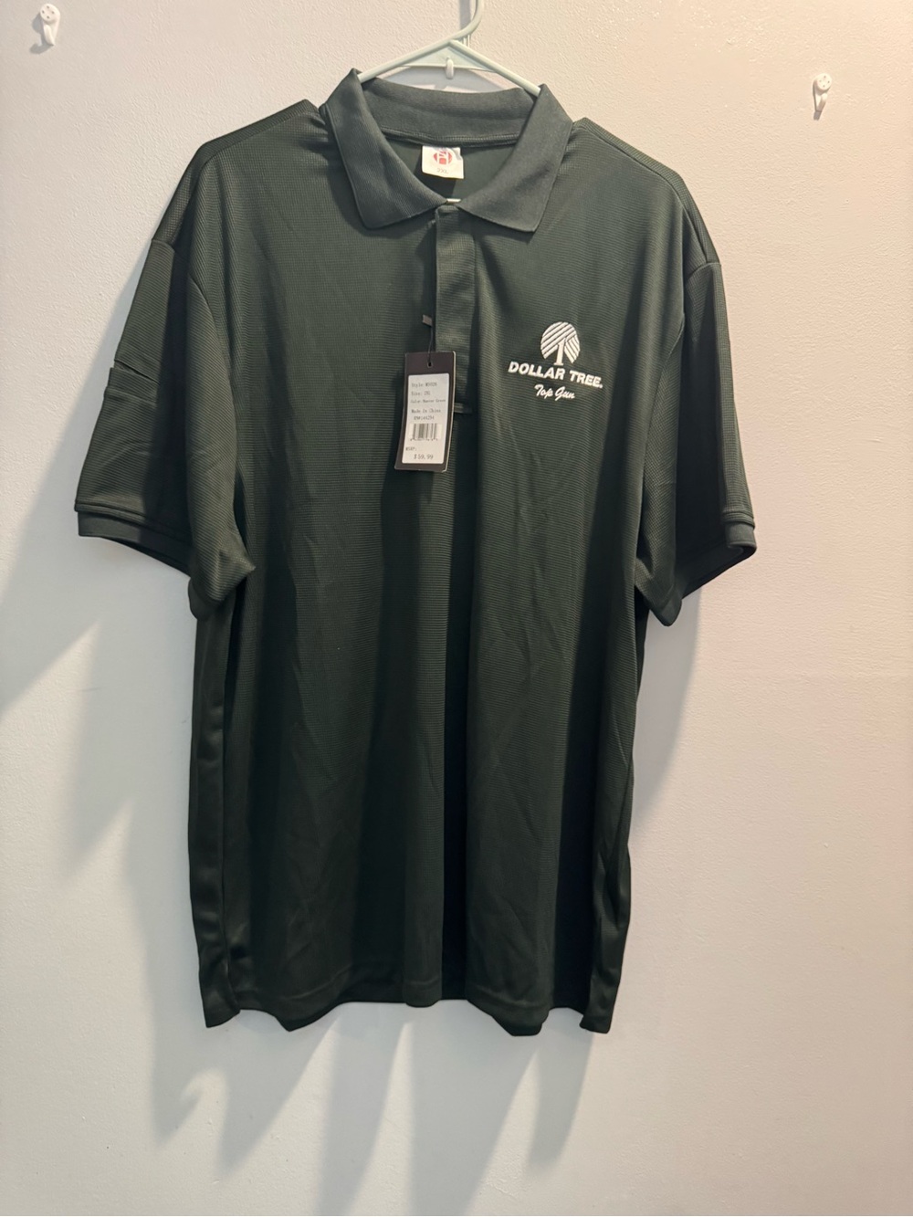 Men's Dollar Tree Top Gun dry fit 2X Hunter Green Polo Shirt brand new